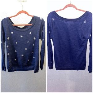 Navy blue sweater w/embroidery